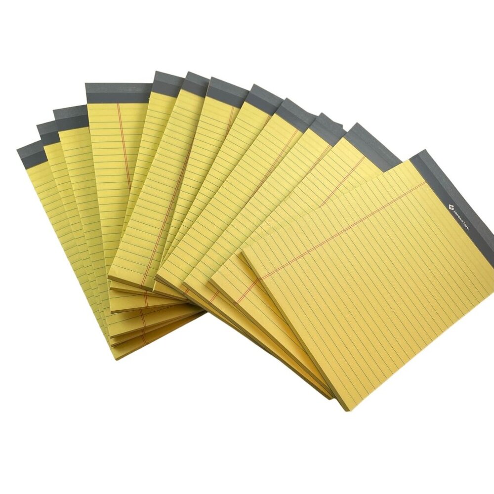 12 Pack Junior Legal Pads 50 Sheets Each 5 x 8 Yellow Canary Writing Notepads mq